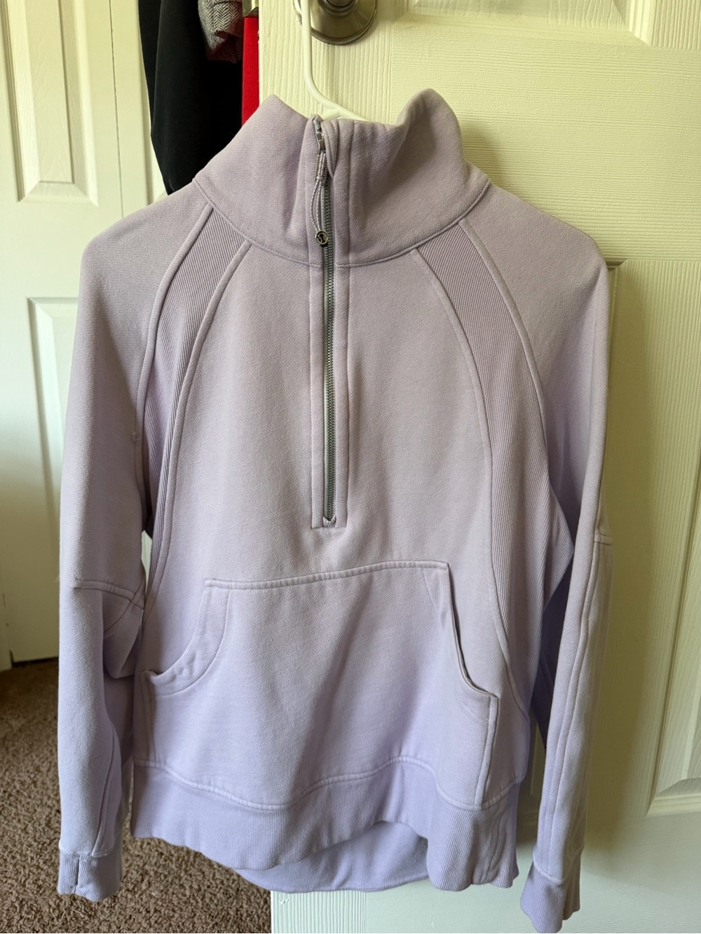 lululemon athletica Light Lavender Half-Zip funnel neck scuba full length